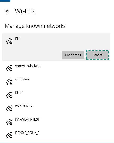 Figure 10: Forget Wifi network