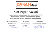 Urkunde zum Best Paper Award DATeCH2019 Urkunde zum Best Paper Award DATeCH2019