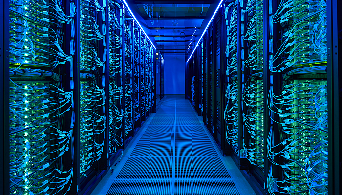 View into the cold area of supercomputer HoreKa