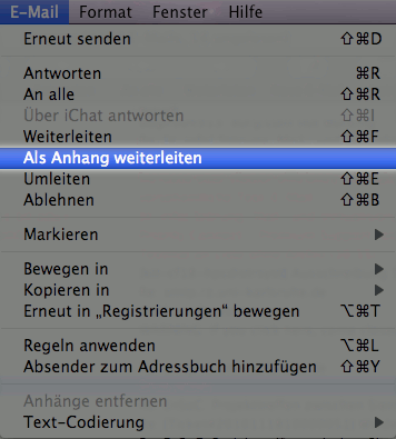 Apple Mail: Als Anhang weiterleiten