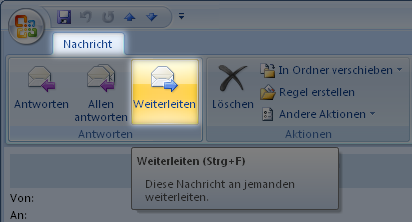 Outlook 2003/2007: Weiterleiten