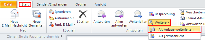 Screenshot Outlook 2010