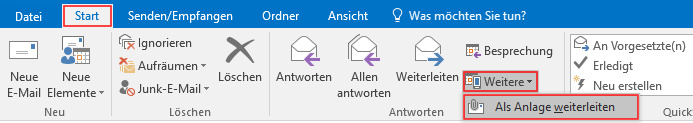 Screenshot Outlook 2016