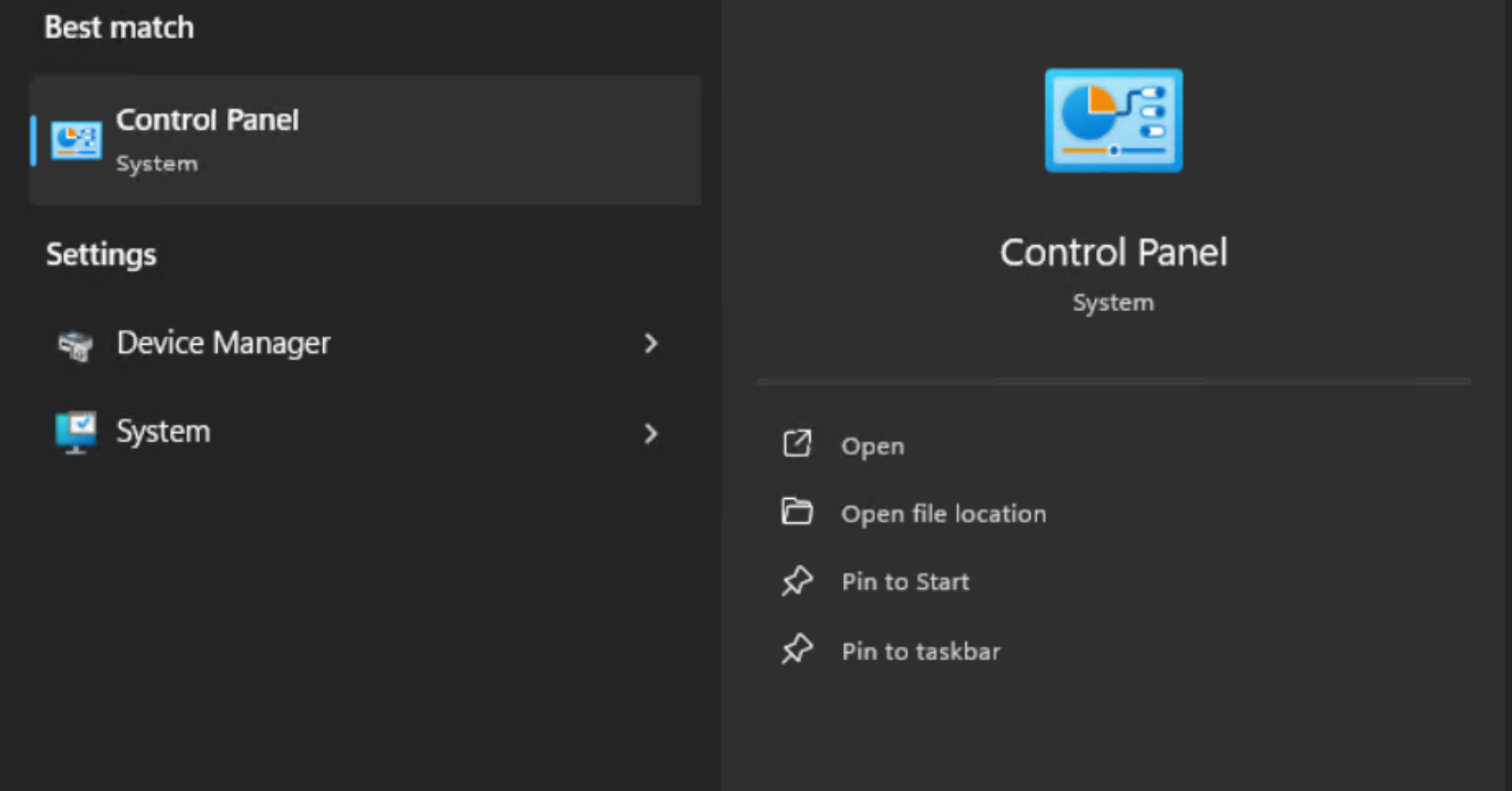 Figure 1: open control panel