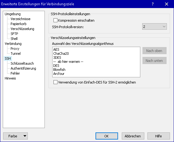 WinSCP-Konfiguration: SSH