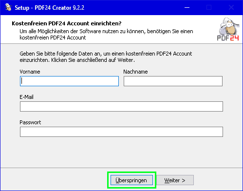 PDF24-Installation - Kostenfreien PDF24 Account einrichten?​