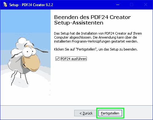 PDF24-Installation - Beenden des Setup-Assistenten