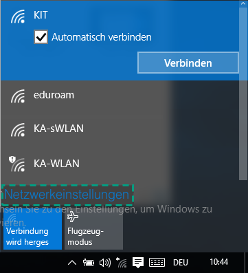 Abbildung 8: WLAN Netzwerke unter Windows 10